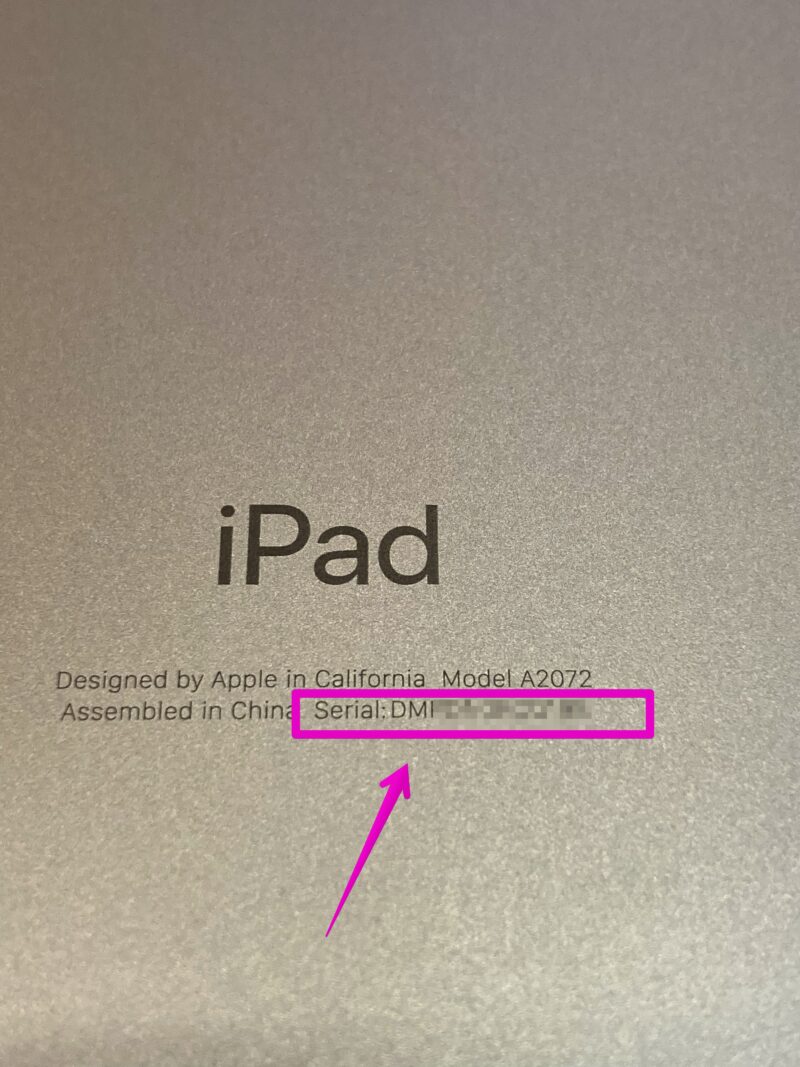 iPad Air（第四世代） 本体の裏側